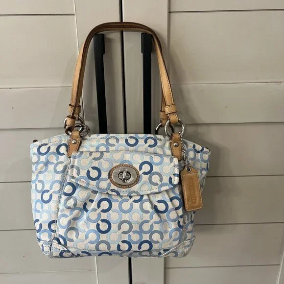 Coach Op Art Light Blue, Off White/Cream, L0869-13141, Handbag, purse - Picture 1 of 11
